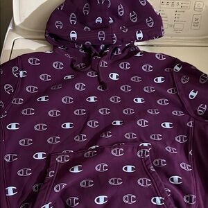 Champion Purple Hoodie with Logo Pattern